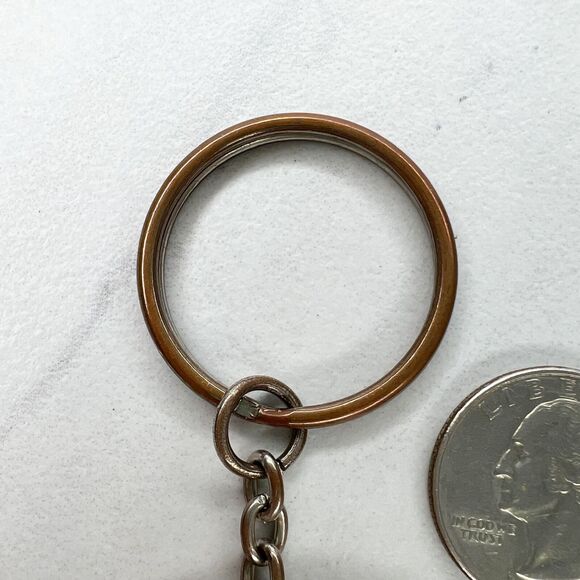 Silver and Gold Tone Metal Love Heart Keychain Keyring - Picture 5 of 7